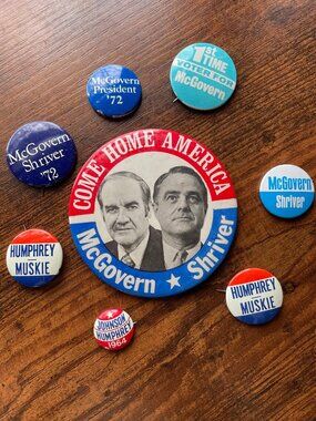 Vintage Political Pin Lot 1964–1972 Johnson Humphrey McGovern Shriver